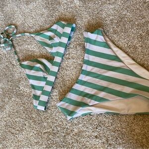 Victoria's Secret Green and White Striped Bikini